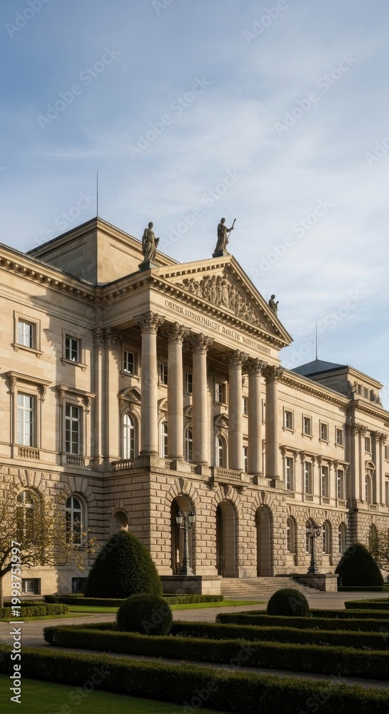Obraz premium Majestic Architecture - Brussels Palace Exterior Under Blue Sky.