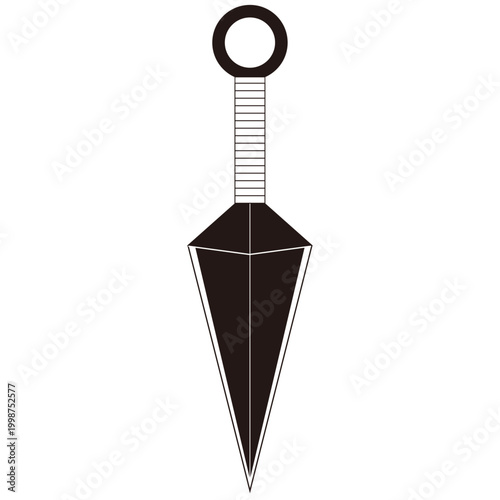 忍者が使うクナイのシンプルなイラスト_白黒