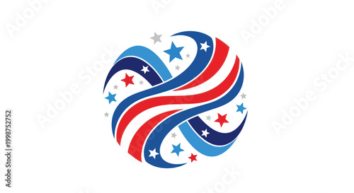 American flag volleyball ball graphic.