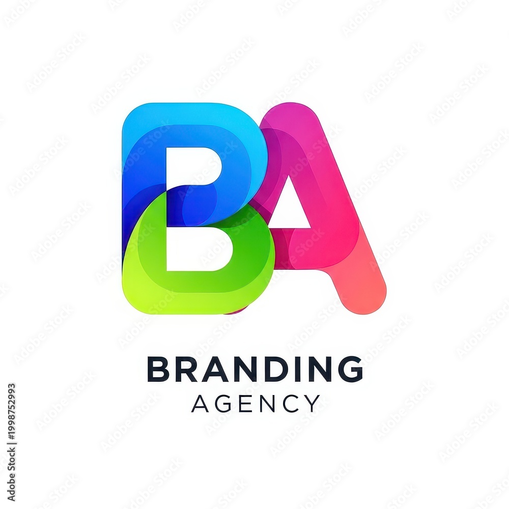 Obraz premium BA branding agency logo colorful modern business identity