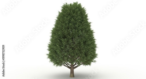 Isolated Evergreen Tree on White Background for Design.