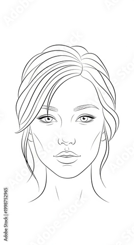 Line Drawing of a Beautiful Womans Face.