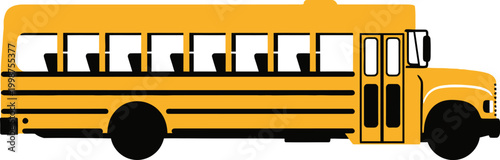 Bright yellow traditional school bus illustration ready for student transport, depicting classic design and educational journey concept