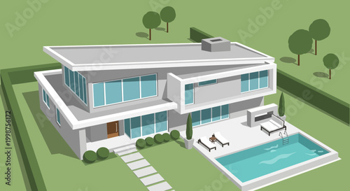 Modern Luxury House with Swimming Pool and Garden