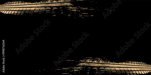 Tire track text and grunge trace gold pattern vector illustration. Abstract print texture on road from rubber wheel of transport vehicles, trail design element of curve shape on black background