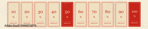 Retro discount stamps with percentage off sale labels vector illustration for business promotions