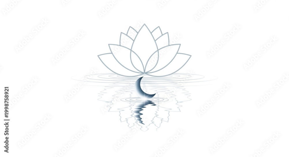 Fototapeta premium Lotus flower floating on water with reflection