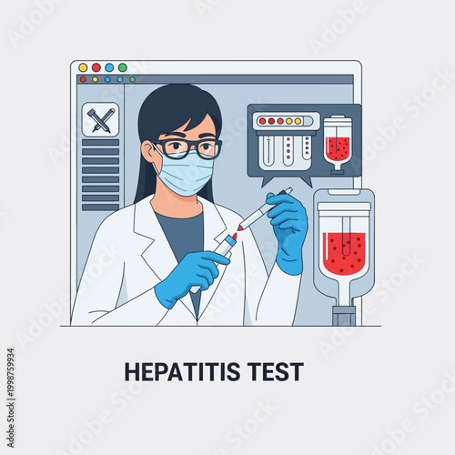 Scientist performs hepatitis test in laboratory setting.