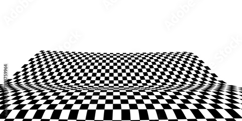 Black white checkered background. Awning checkered canopy. Grid geometric wavy rectangle shape. Race flag. Abstract modern monochrome vector illustration.