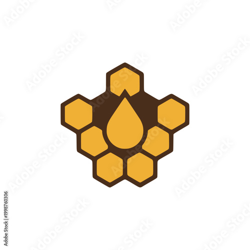 honey bee product hexagonal geometric flat color vector illustration template design