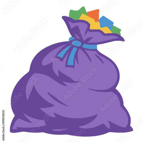 a plastic bag full of trash dump garbage flat color vector illustration template design