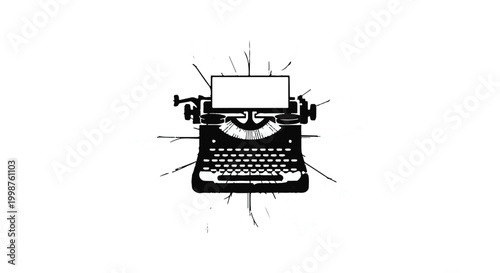 Typewriter isolated on a white background serves as a classic symbol for literature and historical writing.