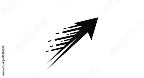 Arrow pointing upward with speed lines symbolizes rapid growth and financial success in a competitive market.