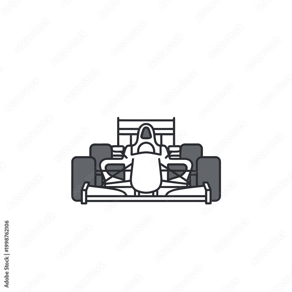 Fototapeta premium Formula One Racing Car Front View Line Art.