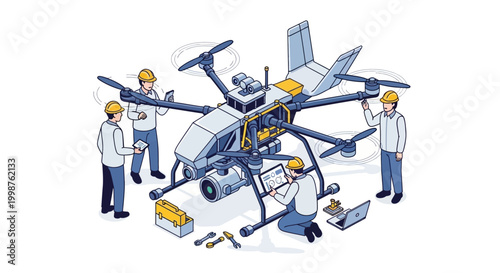 Fotografi Engineers maintain large industrial drone with advanced technology