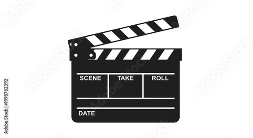 Film clapper board on white background.
