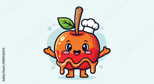 Cute cartoon apple character with chef hat.