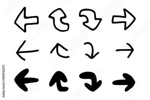 マジック風手書き黒矢印セット