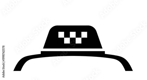 Minimalist Black and White Taxi Icon with Checker Pattern