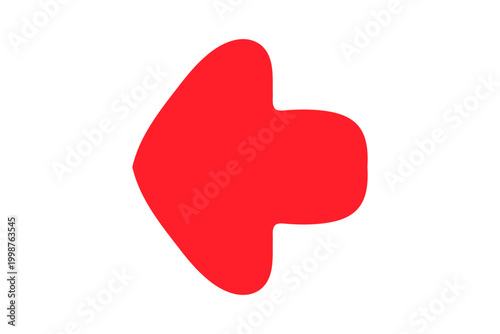 左向きの赤い丸めの矢印