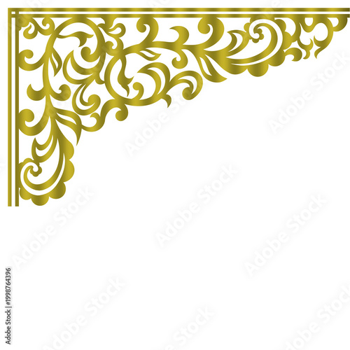 Luxury Gold Ornamental Corner Border Frame Isolated on White