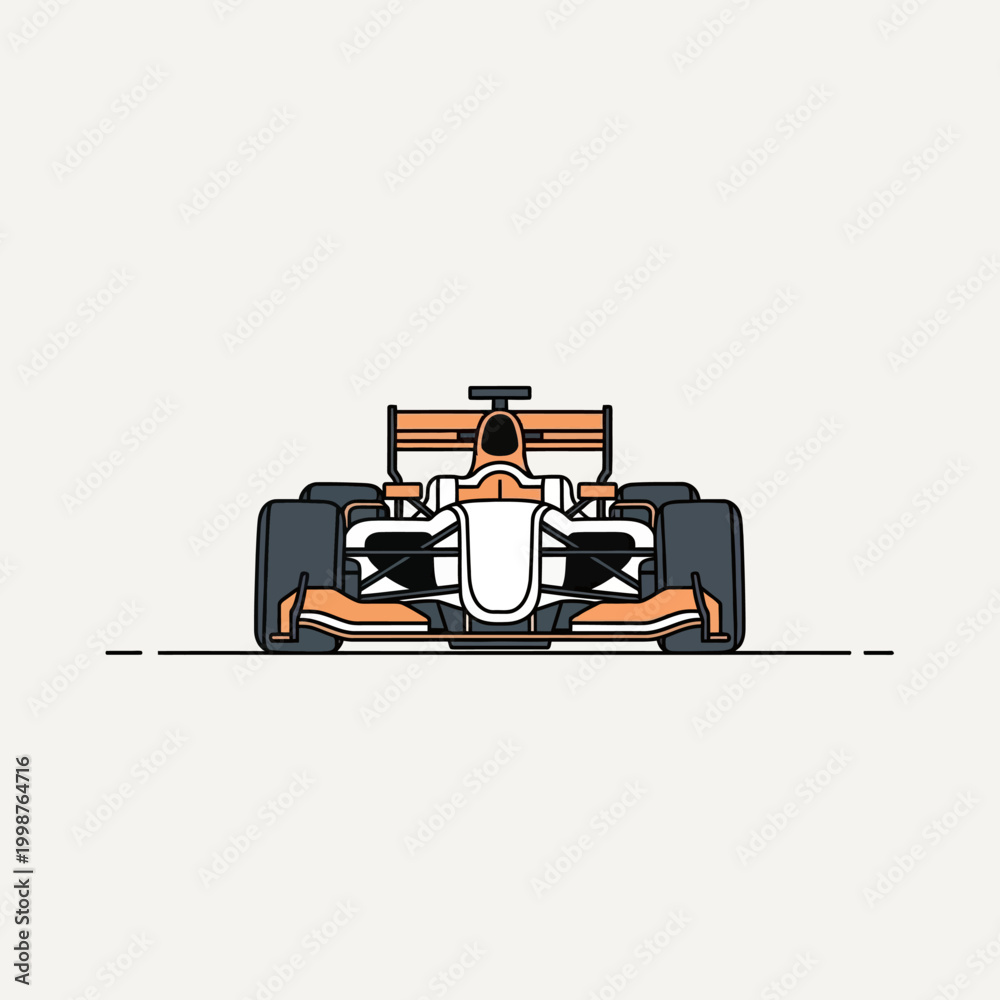 Fototapeta premium Modern Formula One Race Car Front View Illustration.