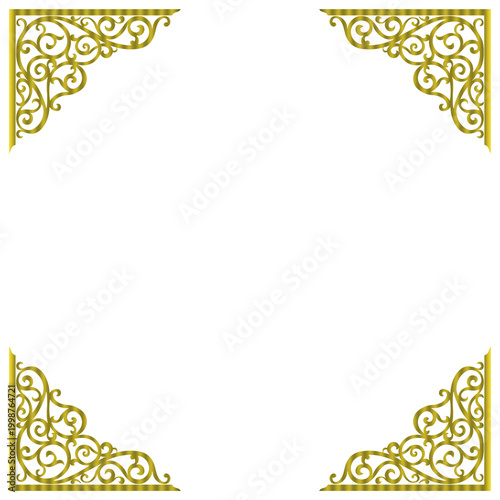 Elegant Gold Ornamental Frame Border Isolated on White
