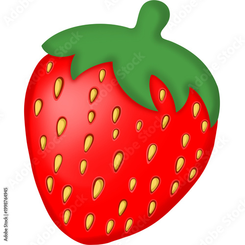 Cute Strawberry Cartoon Illustration Isolated on White