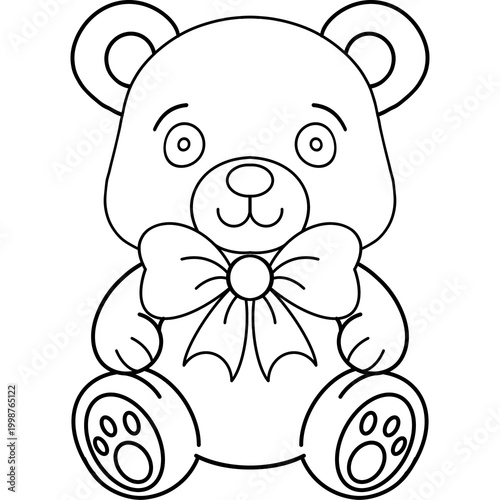 Teddy Bear Outline Coloring Page Cartoon