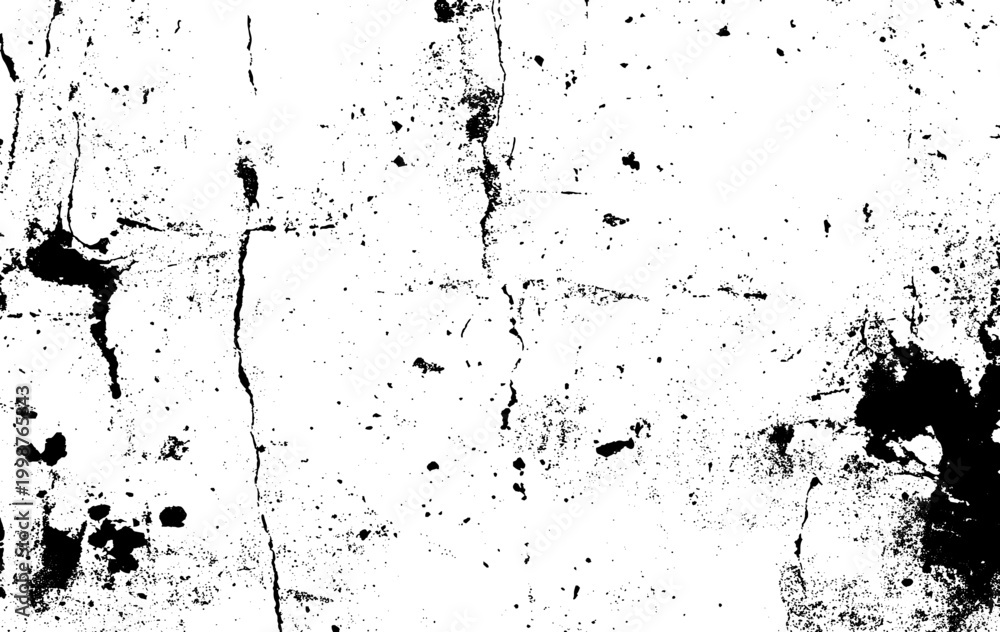 Fototapeta premium Abstract grunge black and white distressed texture background. dirt overlay or screen effect use for grunge and vintage image style. Background of cracks, scuffs, chips, stains, ink spot 