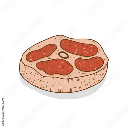 Beef or lamb cutlet vector. Meat illustration. Roast meat icon.