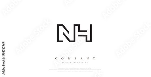 Initial NH Logo Design Elegant	