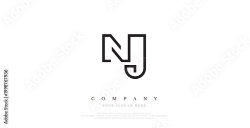 Initial NJ Logo Design Elegant	