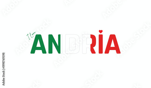Принти на полотні I love Andria, Typographic design of I love Andria on a white background, Flag t