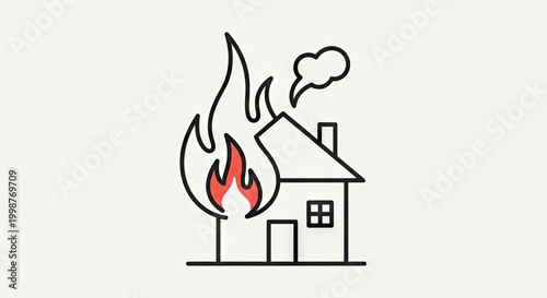House on fire illustration danger emergency smoke destruction safety concept