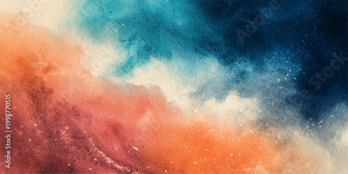 Abstract watercolor painting showcases an array of vibrant colors. Capturing the artistry and fluidity of watercolor techniques.