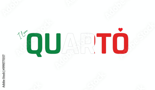 Fotografie I love Quarto, Typographic design of I love Quarto on a white background, Flag t