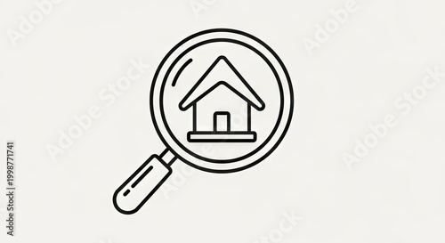 Magnifying glass focusing on house icon searching real estate concept