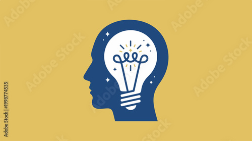 Creative Idea in Human Head Silhouette.