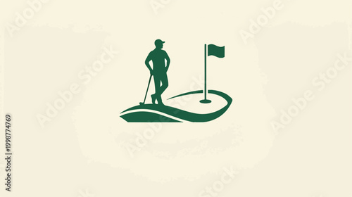 Golf Player Standing on Green Course.