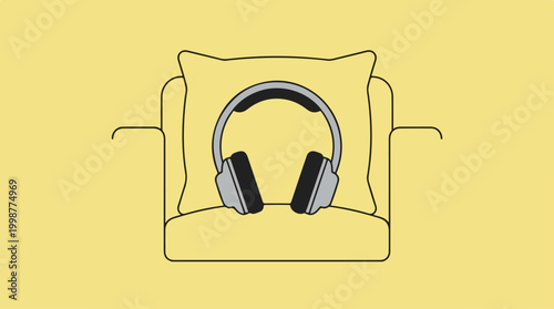 Headphones on a chair seat.