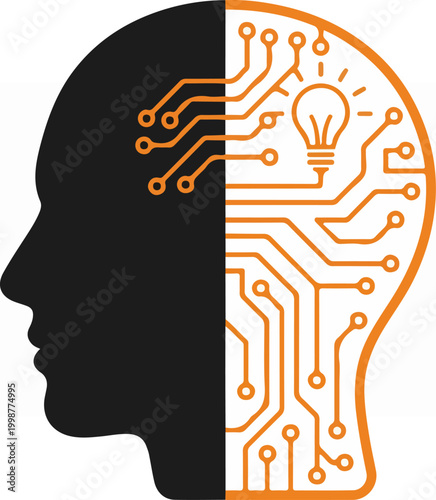 Human head with circuit board inside.