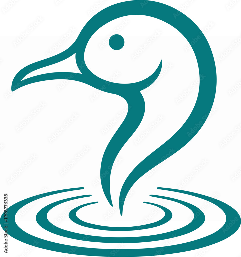 Obraz premium Teal Swan Bird Head Logo Design.