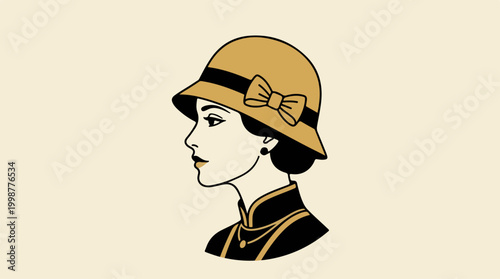 Woman Wearing Vintage Fashionable Hat.