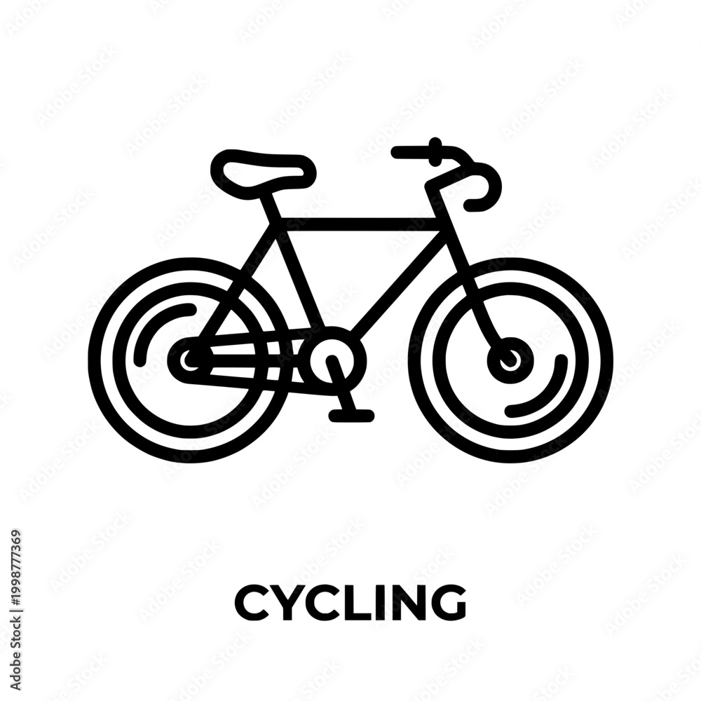 Fototapeta premium Simple Black and White Bicycle Icon for Cycling.