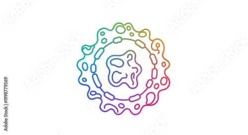 Abstract colorful cell illustration with nucleus and membrane, science concept