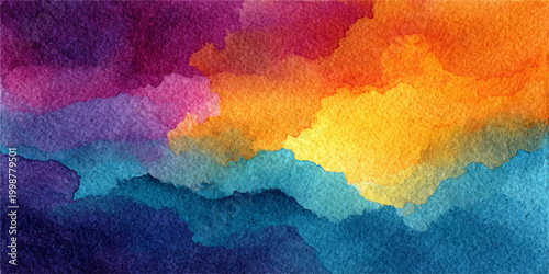 Abstract watercolor blends rich colors into a harmonious landscape. evoking tranquility and inspiring creativity.