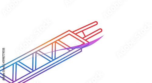 Abstract colorful truss structure with flowing lines, modern design concept