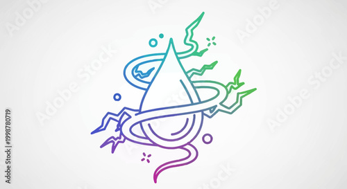 Abstract Water Drop with Lightning and Swirls - Gradient Colors