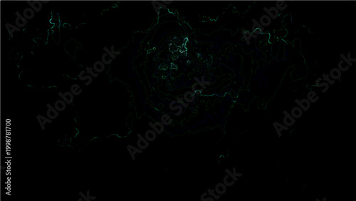 Abstract Vector ethereal aquamarine strokes of paint on a black backdrop create enigmatic textured pattern.